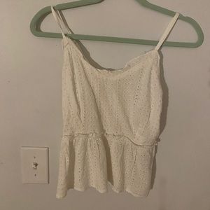 Eyelet ruffle tank